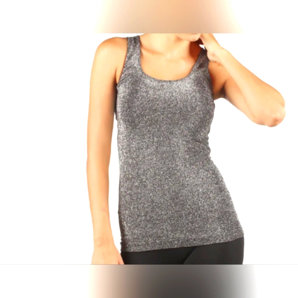 EXPRESS Shimmery Silver racerback Halter tank Top